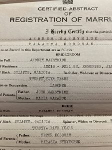 Andrew's & Palahna's marriage certificate